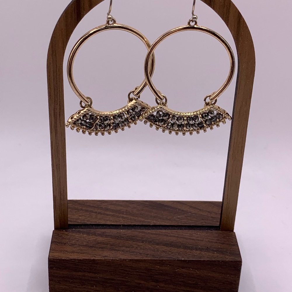 Elegant Gold and Silver Beaded Hoop Earrings